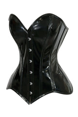 Lavish Black Patent PVC Vinyl Overbust Corset Sweetheart Neckline Busk Closure - Daisy Corsets - Flyclothing LLC