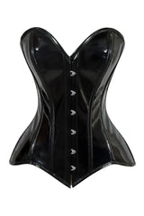Lavish Black Patent PVC Vinyl Overbust Corset Sweetheart Neckline Busk Closure - Daisy Corsets - Flyclothing LLC