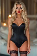 Daisy Corsets Lavish Black Satin Front Zipper Overbust Corset - Daisy Corsets