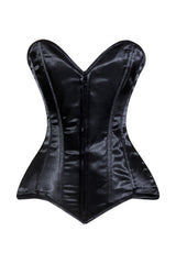 Daisy Corsets Lavish Black Satin Front Zipper Overbust Corset - Daisy Corsets