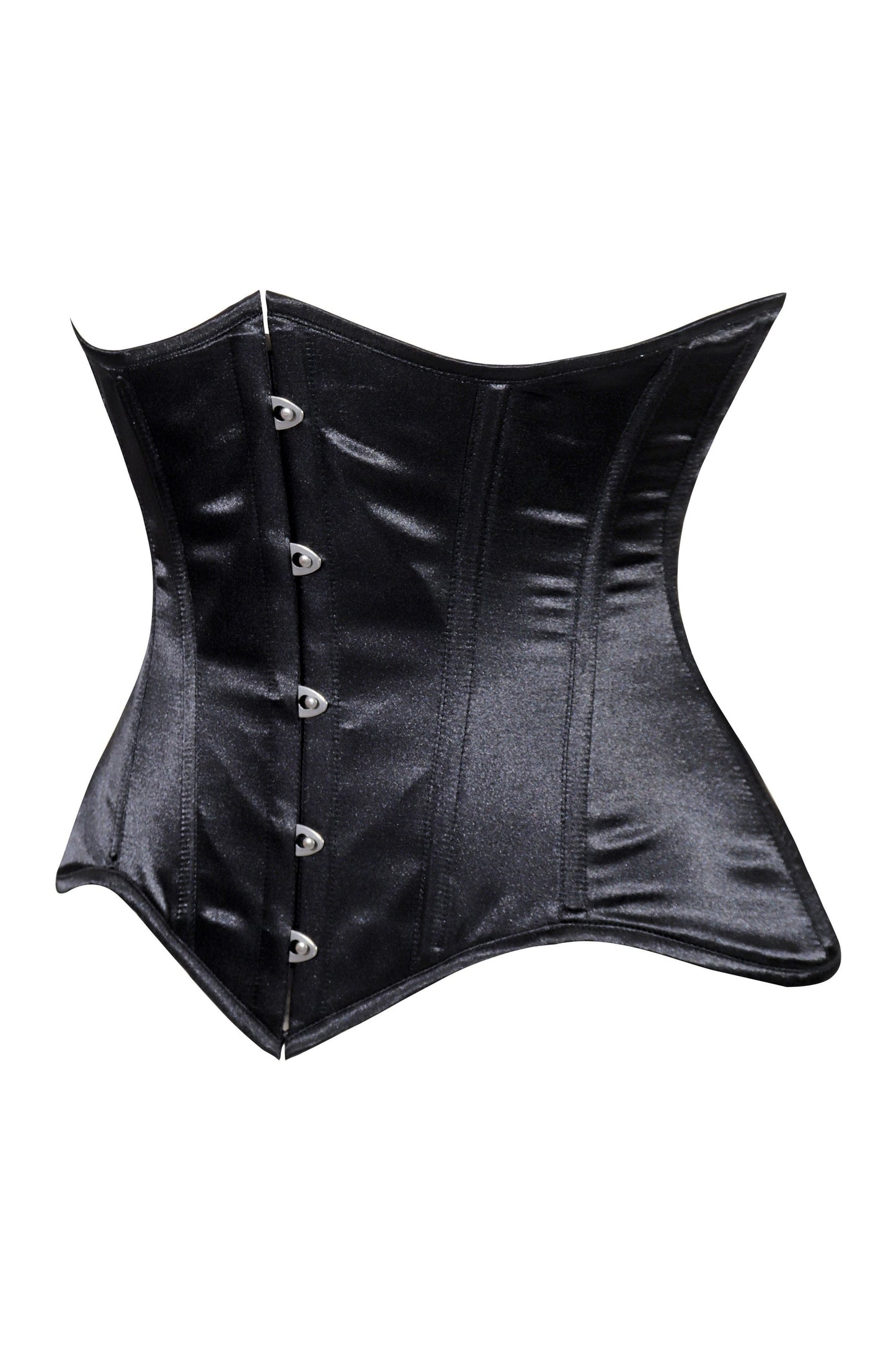Daisy Corsets Lavish Black Satin Underbust Corset Waist Cincher Busk Closure - Daisy Corsets