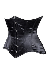 Daisy Corsets Lavish Black Satin Underbust Corset Waist Cincher Busk Closure - Daisy Corsets