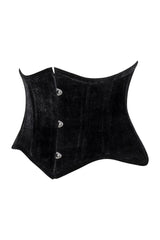Lavish Black Velvet Mini Cincher Underbust Corset Waist Cincher Busk Closure - Daisy Corsets - Flyclothing LLC