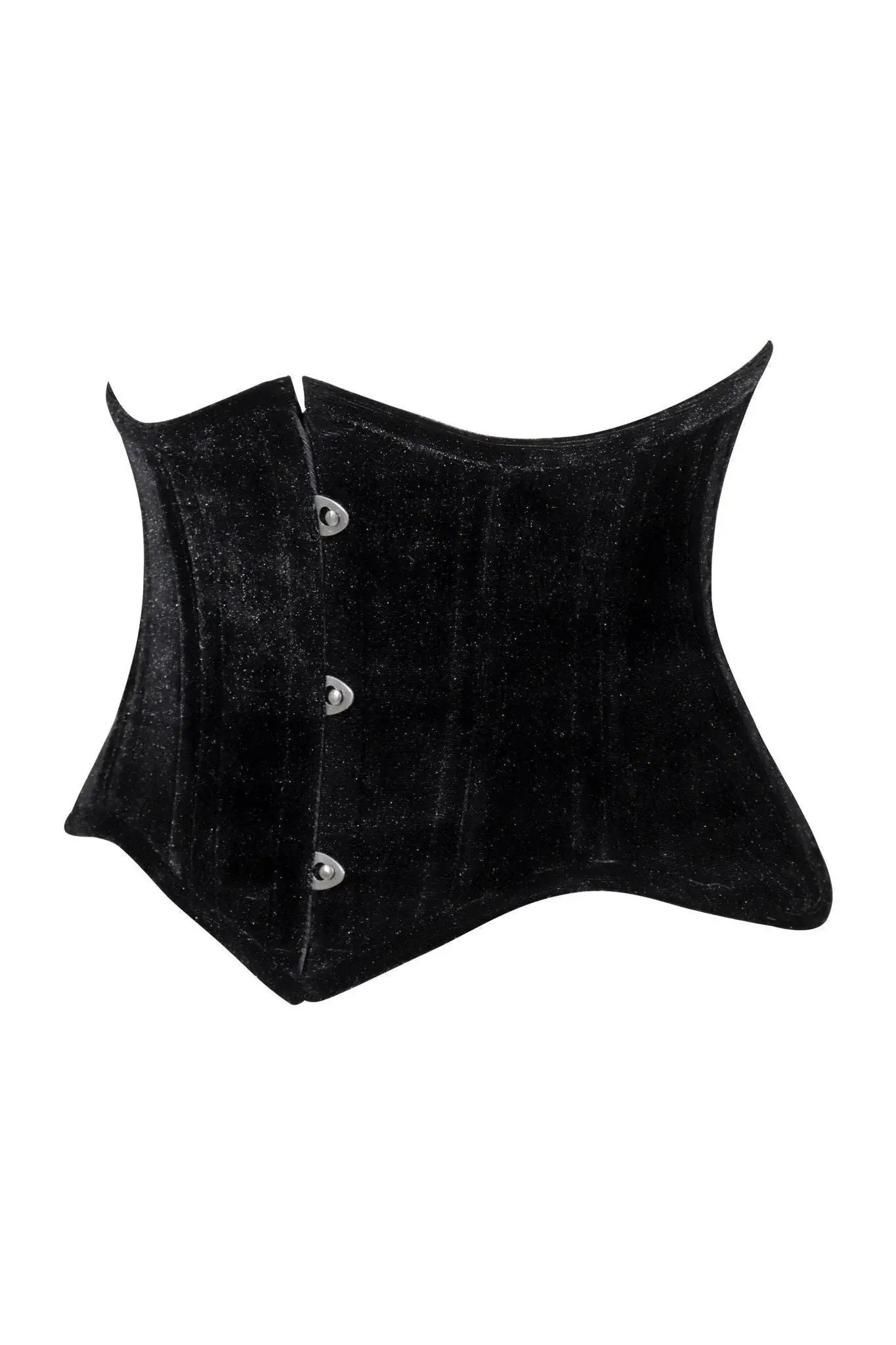 Lavish Black Velvet Mini Cincher Underbust Corset Waist Cincher Busk Closure - Daisy Corsets - Flyclothing LLC