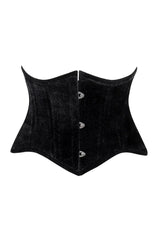 Lavish Black Velvet Mini Cincher Underbust Corset Waist Cincher Busk Closure - Daisy Corsets - Flyclothing LLC
