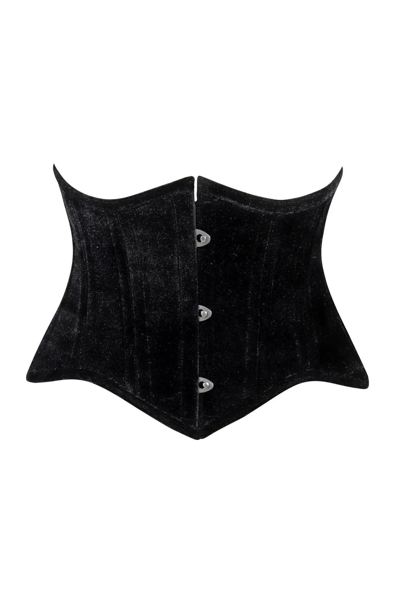 Lavish Black Velvet Mini Cincher Underbust Corset Waist Cincher Busk Closure - Daisy Corsets - Flyclothing LLC