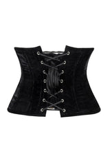 Lavish Black Velvet Mini Cincher Underbust Corset Waist Cincher Busk Closure - Daisy Corsets - Flyclothing LLC