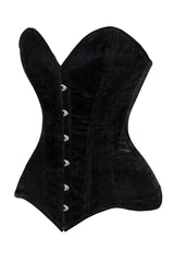 Lavish Black Velvet Overbust Corset Sweetheart Neckline Busk Closure - Daisy Corsets - Flyclothing LLC