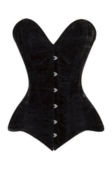 Lavish Black Velvet Overbust Corset Sweetheart Neckline Busk Closure - Daisy Corsets - Flyclothing LLC