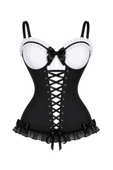 Daisy Corsets Lavish Black & White Stretch Lycra Bustier Corset with Underwire Cups - Daisy Corsets - Flyclothing LLC