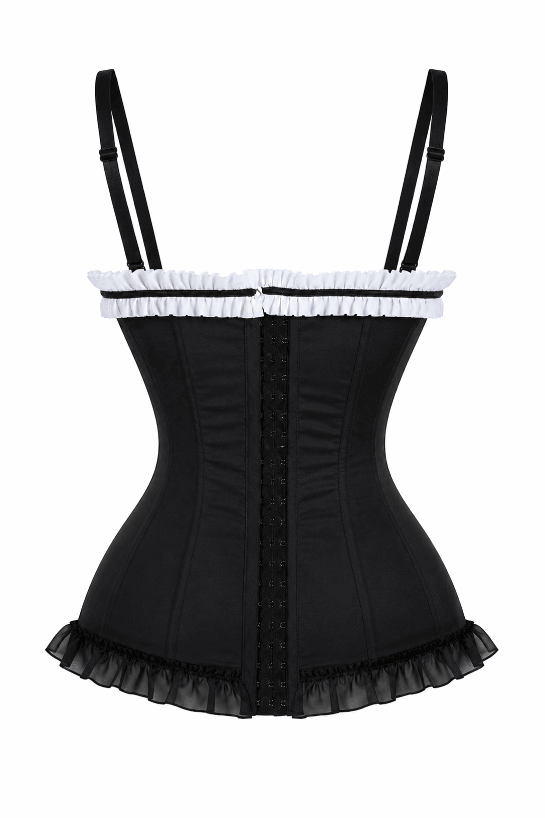 Daisy Corsets Lavish Black & White Stretch Lycra Bustier Corset with Underwire Cups - Daisy Corsets - Flyclothing LLC