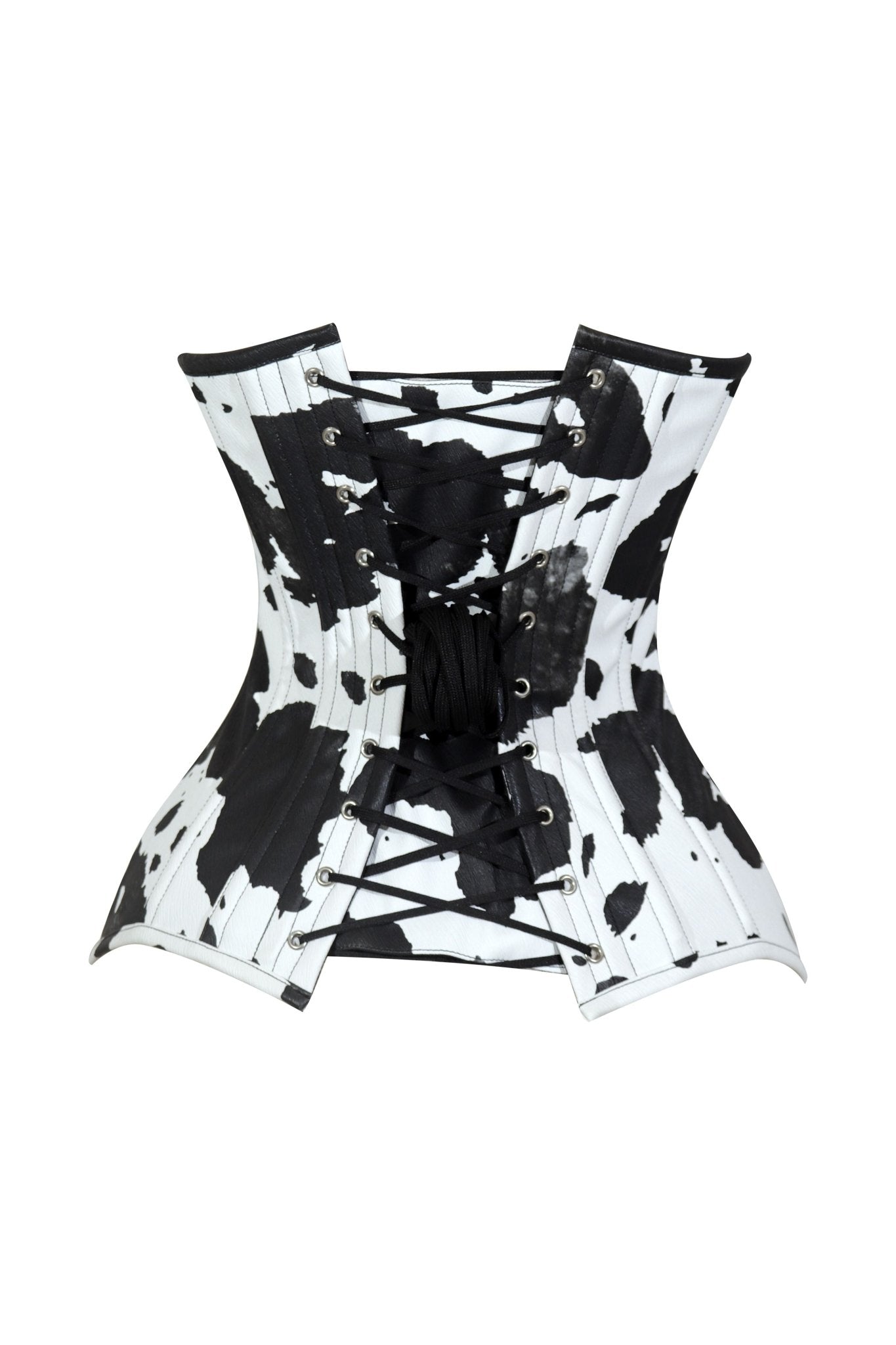 Daisy Corsets Lavish Black/White Cow Print Faux Leather Overbust Corset Top - Daisy Corsets