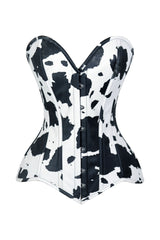 Daisy Corsets Lavish Black/White Cow Print Faux Leather Overbust Corset Top - Daisy Corsets
