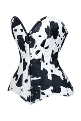Daisy Corsets Lavish Black/White Cow Print Faux Leather Overbust Corset Top - Daisy Corsets