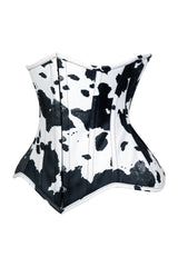 Daisy Corsets Lavish Black/White Cow Print Faux Leather Underbust Waist Cincher Corset Top - Daisy Corsets