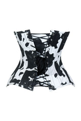 Daisy Corsets Lavish Black/White Cow Print Faux Leather Underbust Waist Cincher Corset Top - Daisy Corsets