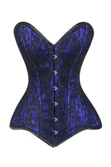 Lavish Blue/Black Lace Overbust Corset Sweetheart Neckline Busk Closure - Daisy Corsets - Flyclothing LLC