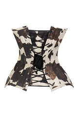 Daisy Corsets Lavish Brown/Cream Cow Print Faux Leather Overbust Corset Top - Daisy Corsets