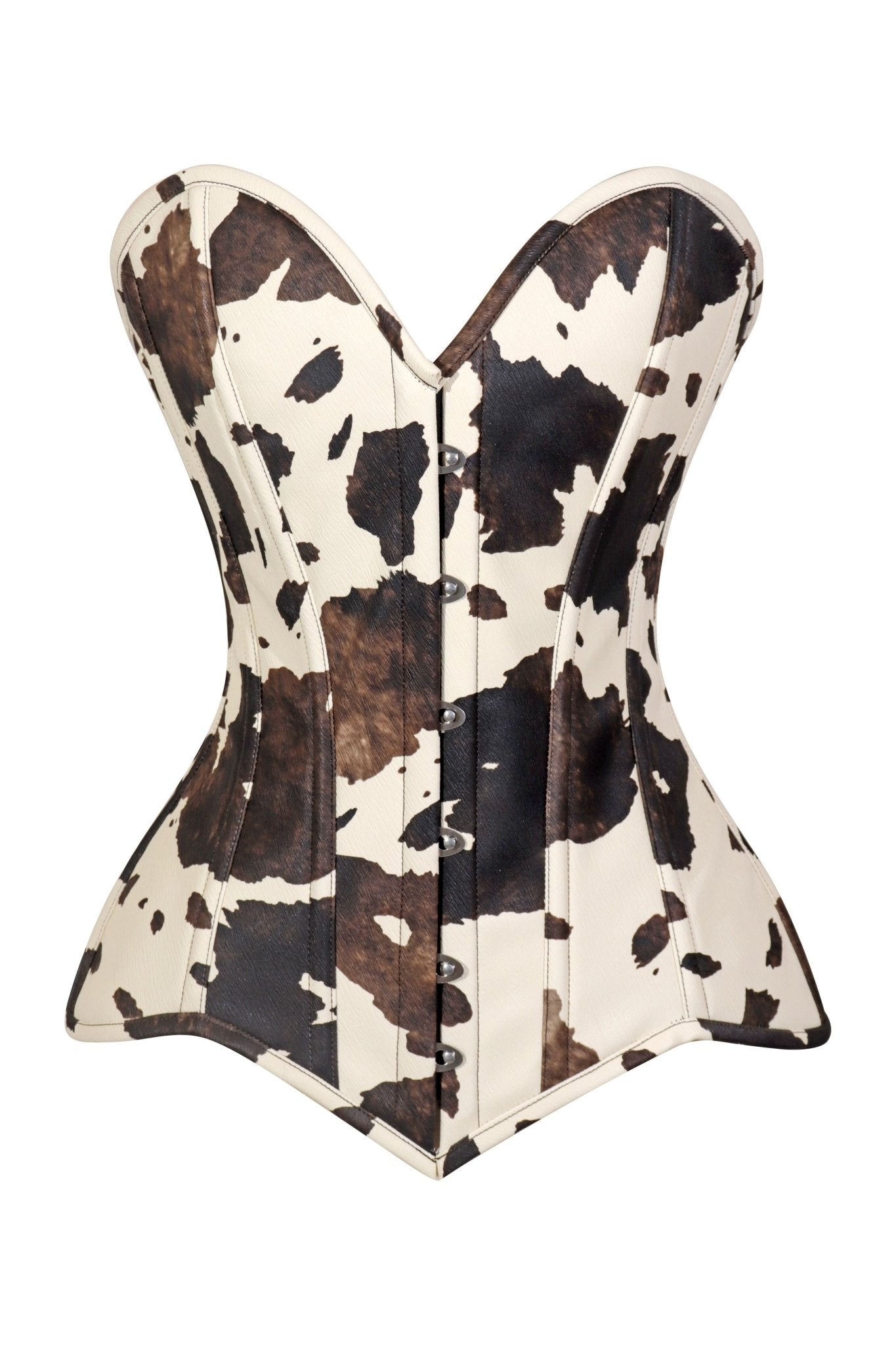 Daisy Corsets Lavish Brown/Cream Cow Print Faux Leather Overbust Corset Top - Daisy Corsets
