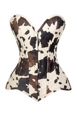 Daisy Corsets Lavish Brown/Cream Cow Print Faux Leather Overbust Corset Top - Daisy Corsets