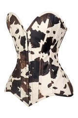 Daisy Corsets Lavish Brown/Cream Cow Print Faux Leather Overbust Corset Top - Daisy Corsets