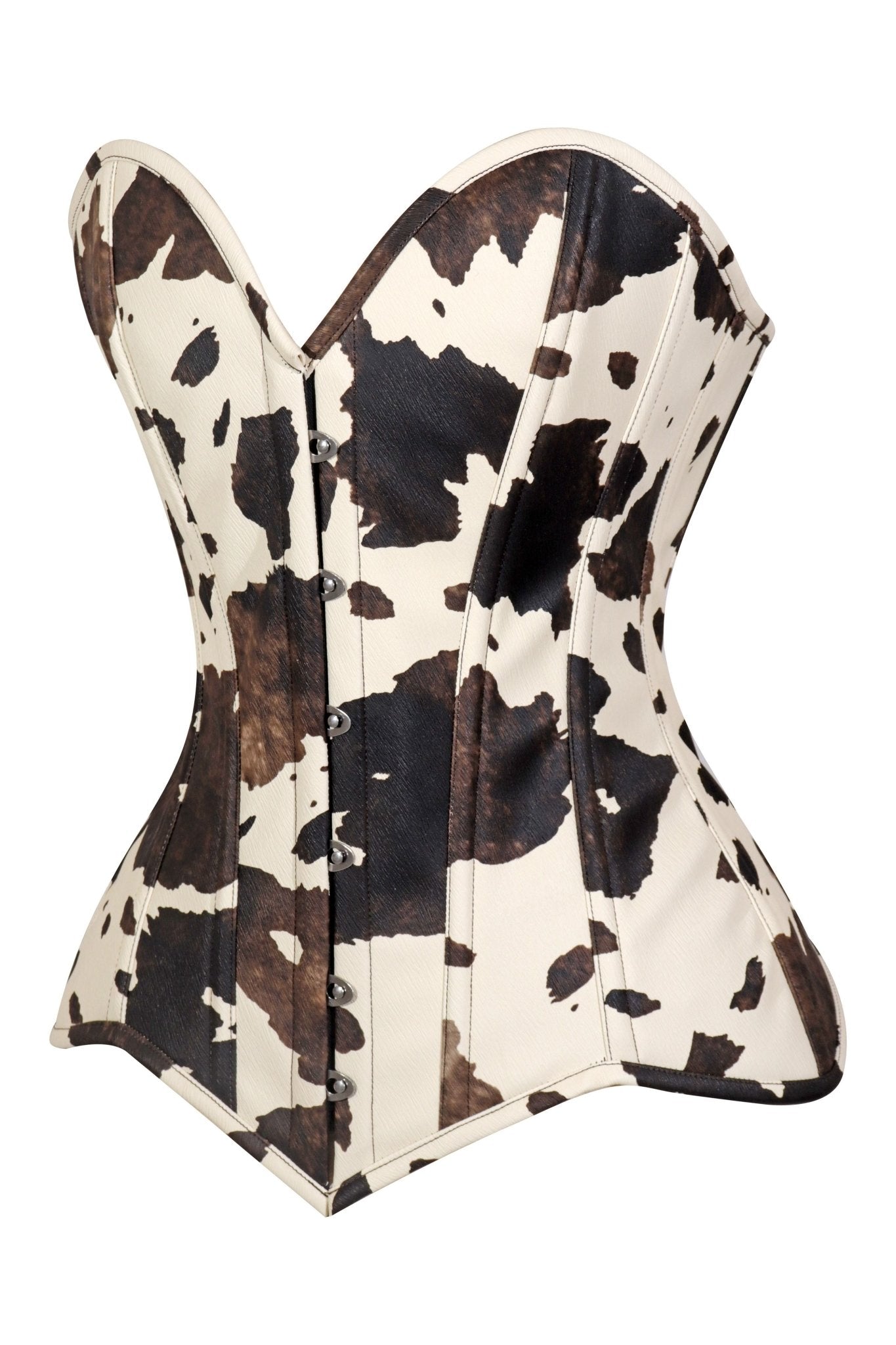 Daisy Corsets Lavish Brown/Cream Cow Print Faux Leather Overbust Corset Top - Daisy Corsets
