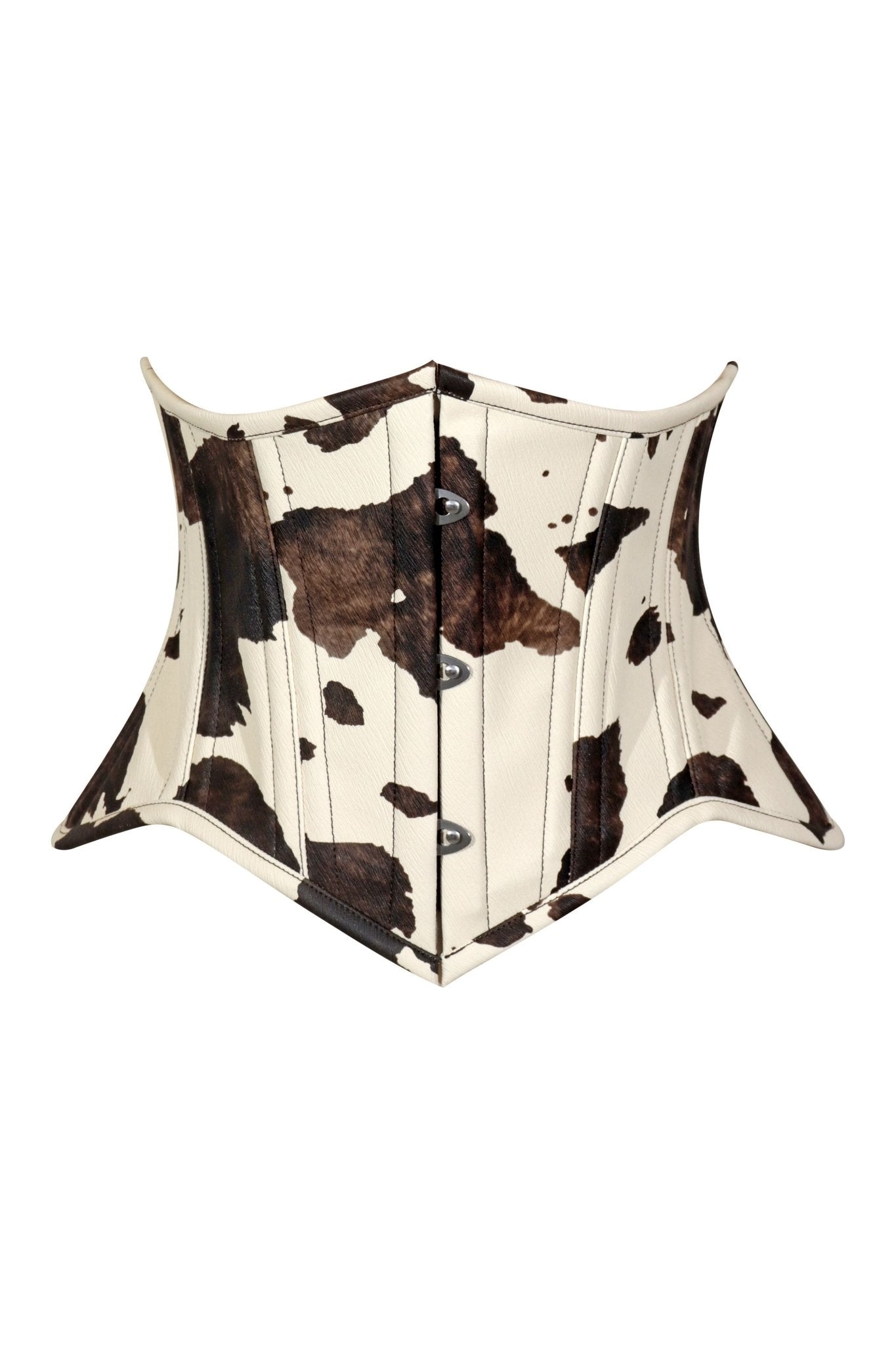 Daisy Corsets Lavish Brown/Cream Cow Print Faux Leather Underbust Mini Cincher Corset Top - Daisy Corsets