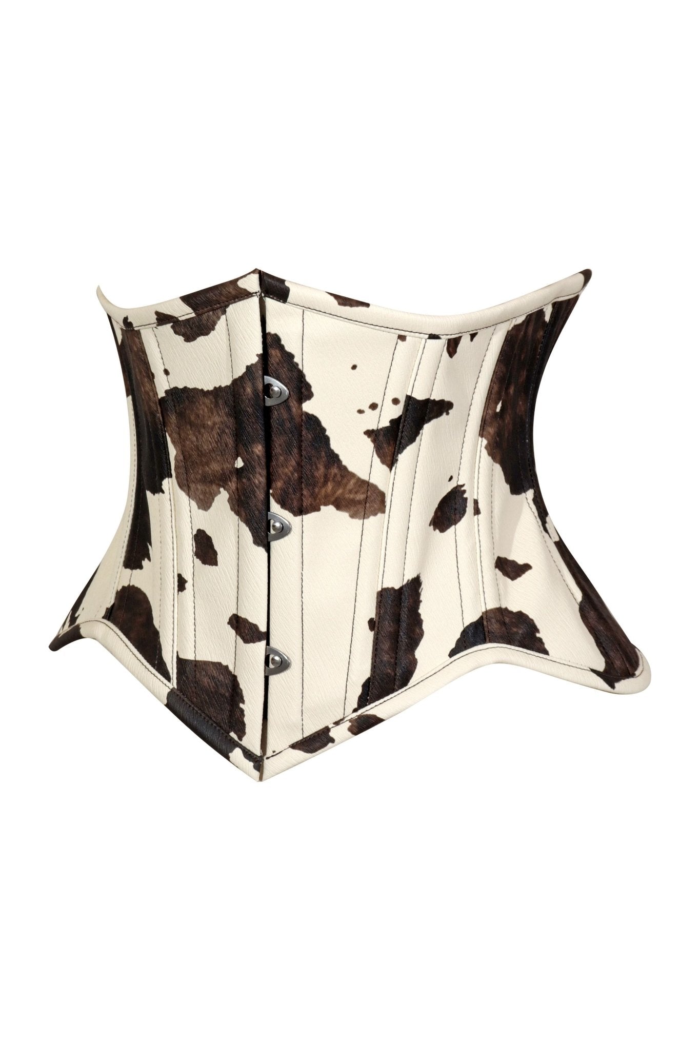 Daisy Corsets Lavish Brown/Cream Cow Print Faux Leather Underbust Mini Cincher Corset Top - Daisy Corsets