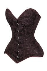 Lavish Dark Brown Lace Overbust Corset Sweetheart Neckline Busk Closure - Daisy Corsets - Flyclothing LLC