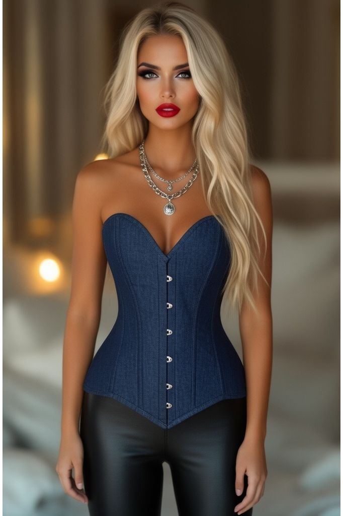 Daisy Corsets Lavish Dark Denim Overbust Corset Top - Daisy Corsets