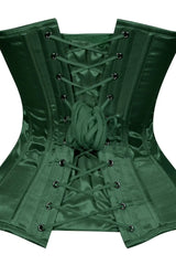 Lavish Dark Green Satin Overbust Corset Sweetheart Neckline Busk Closure - Daisy Corsets - Flyclothing LLC