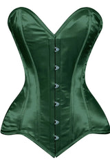 Lavish Dark Green Satin Overbust Corset Sweetheart Neckline Busk Closure - Daisy Corsets - Flyclothing LLC