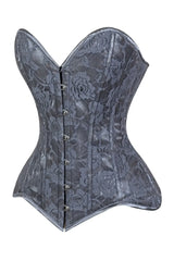 Lavish Dark Grey Lace Overbust Corset Sweetheart Neckline Busk Closure - Daisy Corsets - Flyclothing LLC