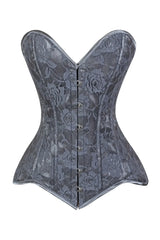 Lavish Dark Grey Lace Overbust Corset Sweetheart Neckline Busk Closure - Daisy Corsets - Flyclothing LLC