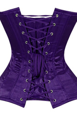 Lavish Dark Purple Satin Overbust Corset Sweetheart Neckline Busk Closure - Daisy Corsets - Flyclothing LLC