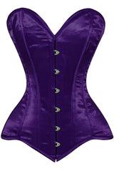 Lavish Dark Purple Satin Overbust Corset Sweetheart Neckline Busk Closure - Daisy Corsets - Flyclothing LLC