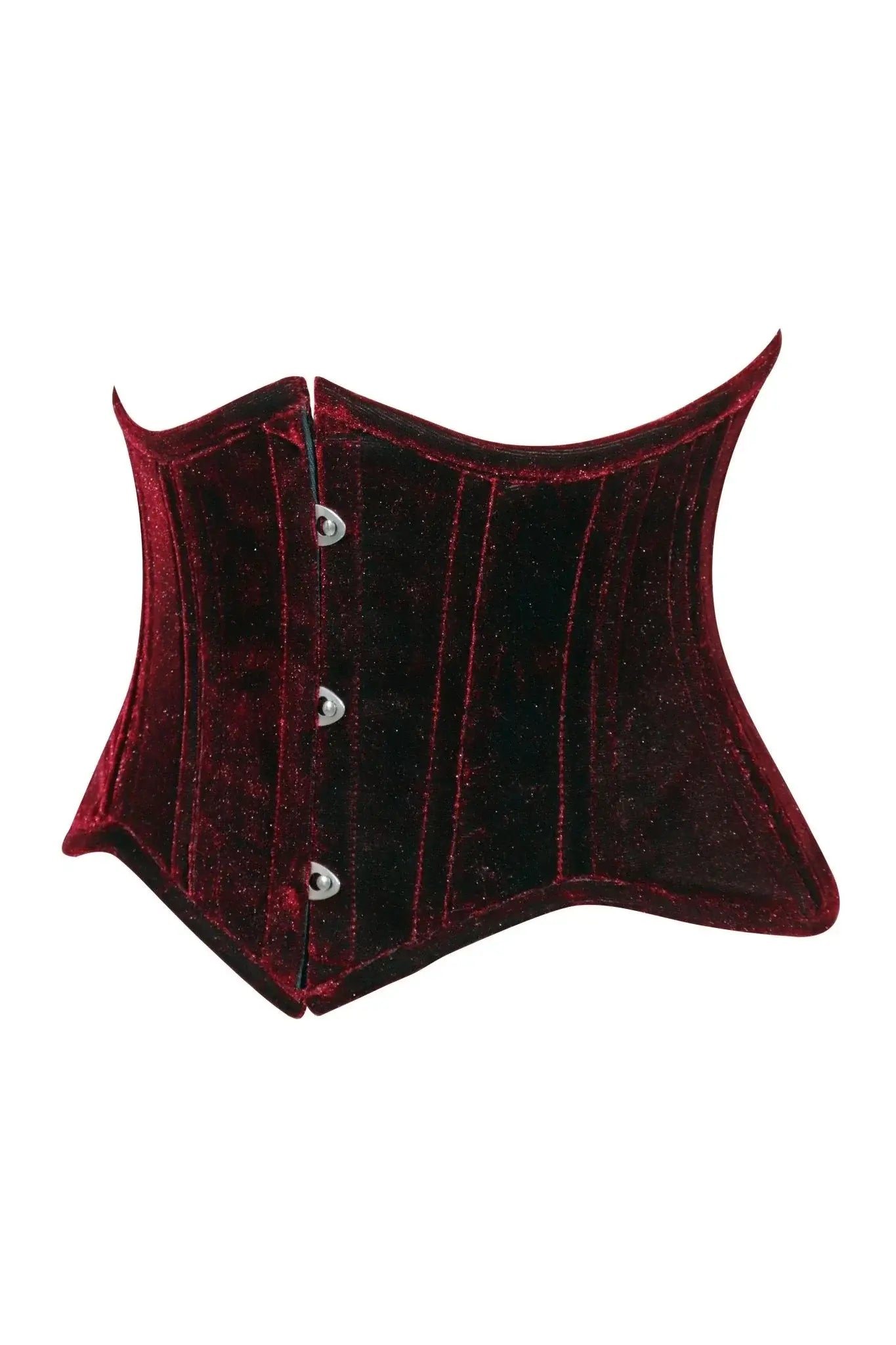Lavish Dark Red Velvet Mini Cincher Underbust Corset Waist Cincher Busk Closure - Daisy Corsets - Flyclothing LLC
