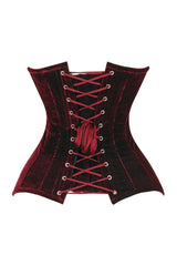 Lavish Dark Red Velvet Overbust Corset Sweetheart Neckline Busk Closure - Daisy Corsets - Flyclothing LLC