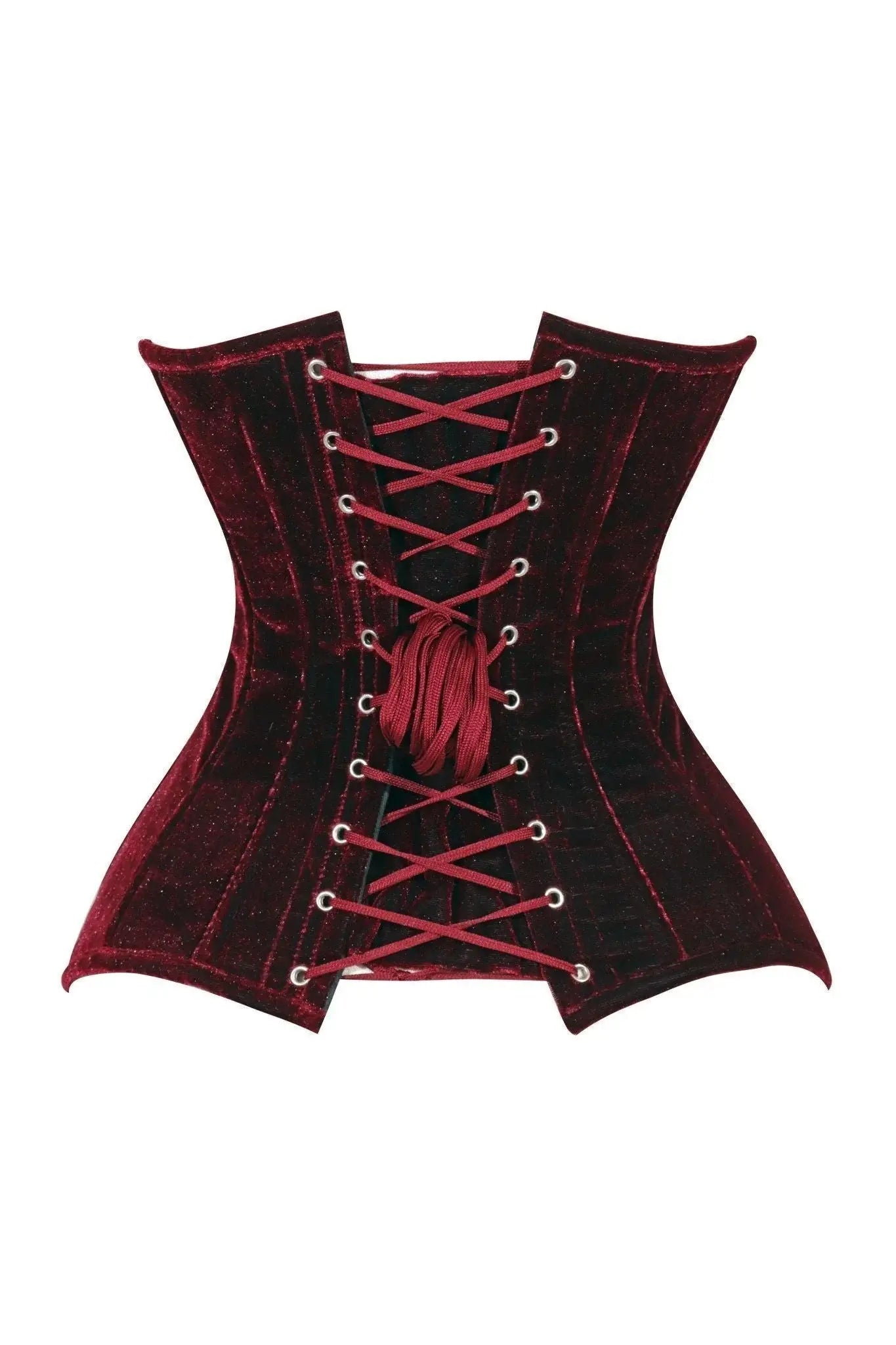 Lavish Dark Red Velvet Overbust Corset Sweetheart Neckline Busk Closure - Daisy Corsets - Flyclothing LLC