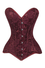 Daisy Corsets Lavish Dark Red Wine Lace Overbust Corset Sweetheart Neckline Busk Closure - Daisy Corsets