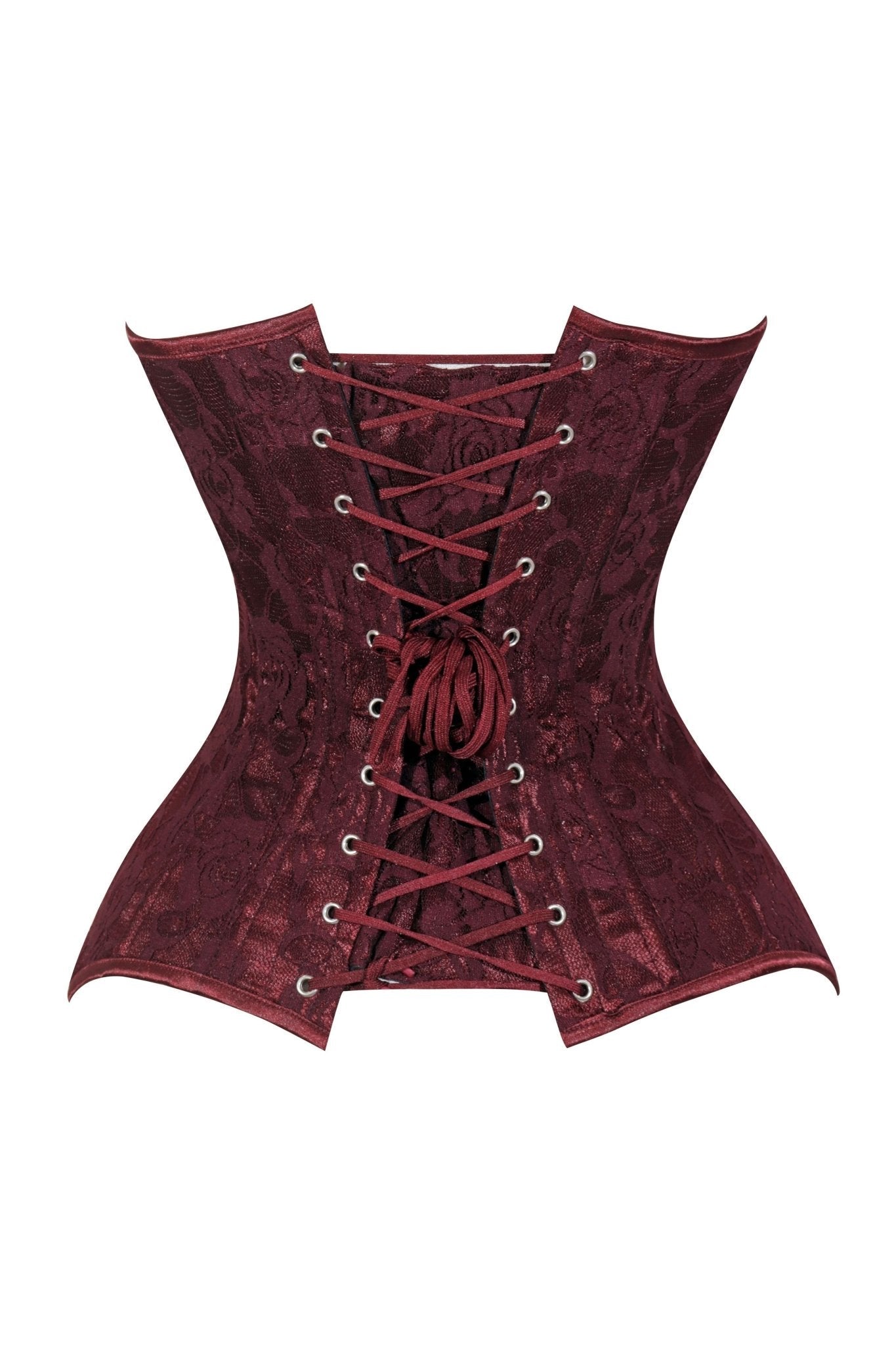 Daisy Corsets Lavish Dark Red Wine Lace Overbust Corset Sweetheart Neckline Busk Closure - Daisy Corsets