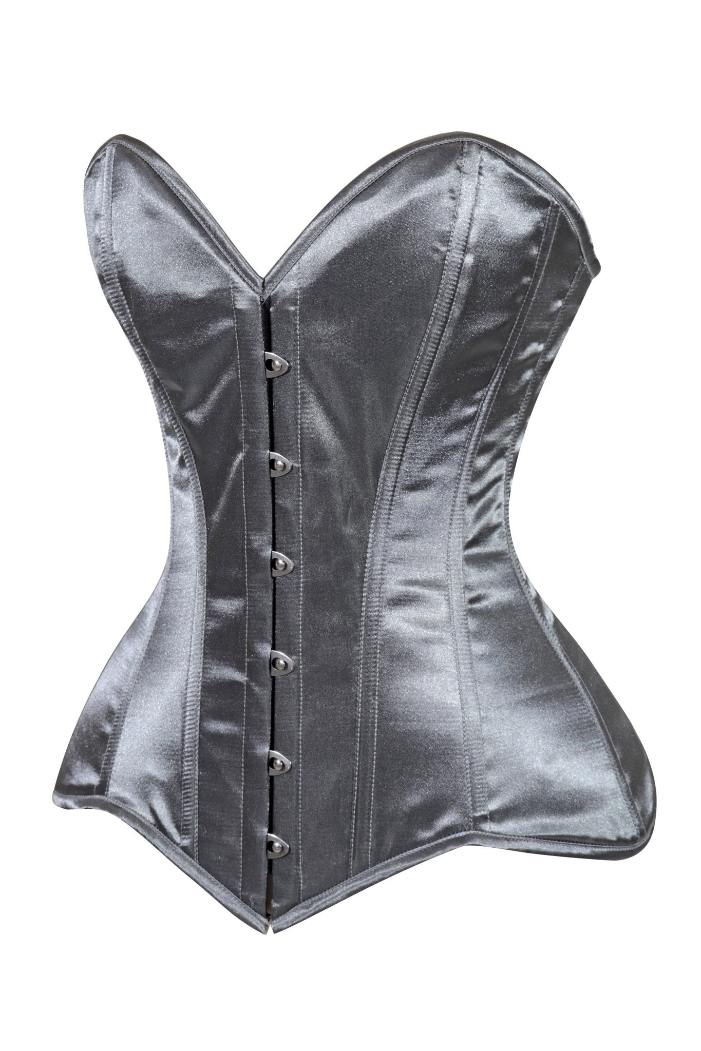Daisy Corsets Lavish Dark Silver Overbust Corset Sweetheart Neckline Busk Closure - Daisy Corsets