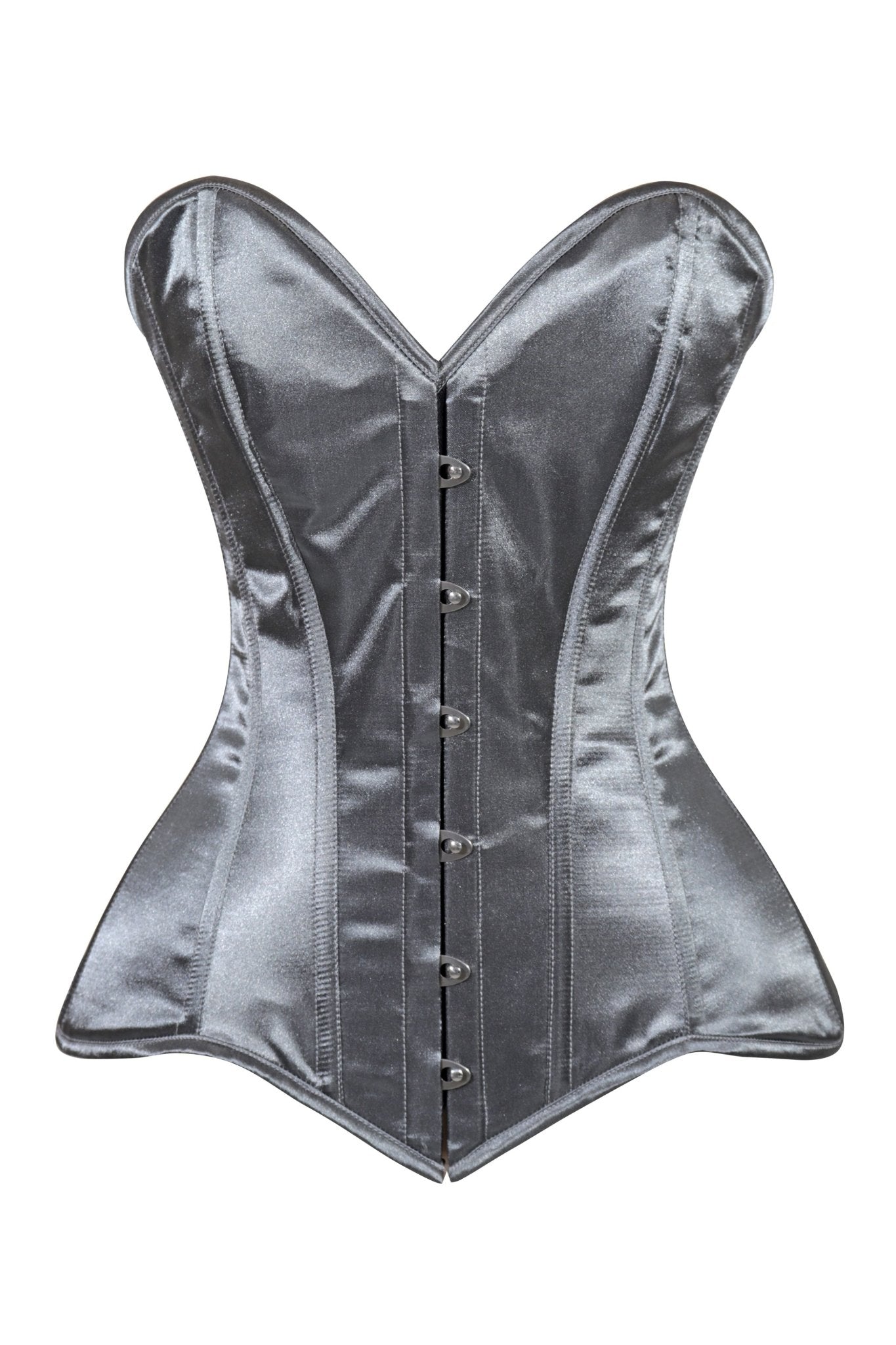 Daisy Corsets Lavish Dark Silver Overbust Corset Sweetheart Neckline Busk Closure - Daisy Corsets