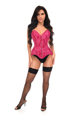 Daisy Corsets Lavish Fuchsia Lace Overbust Corset Sweetheart Neckline Busk Closure - Daisy Corsets