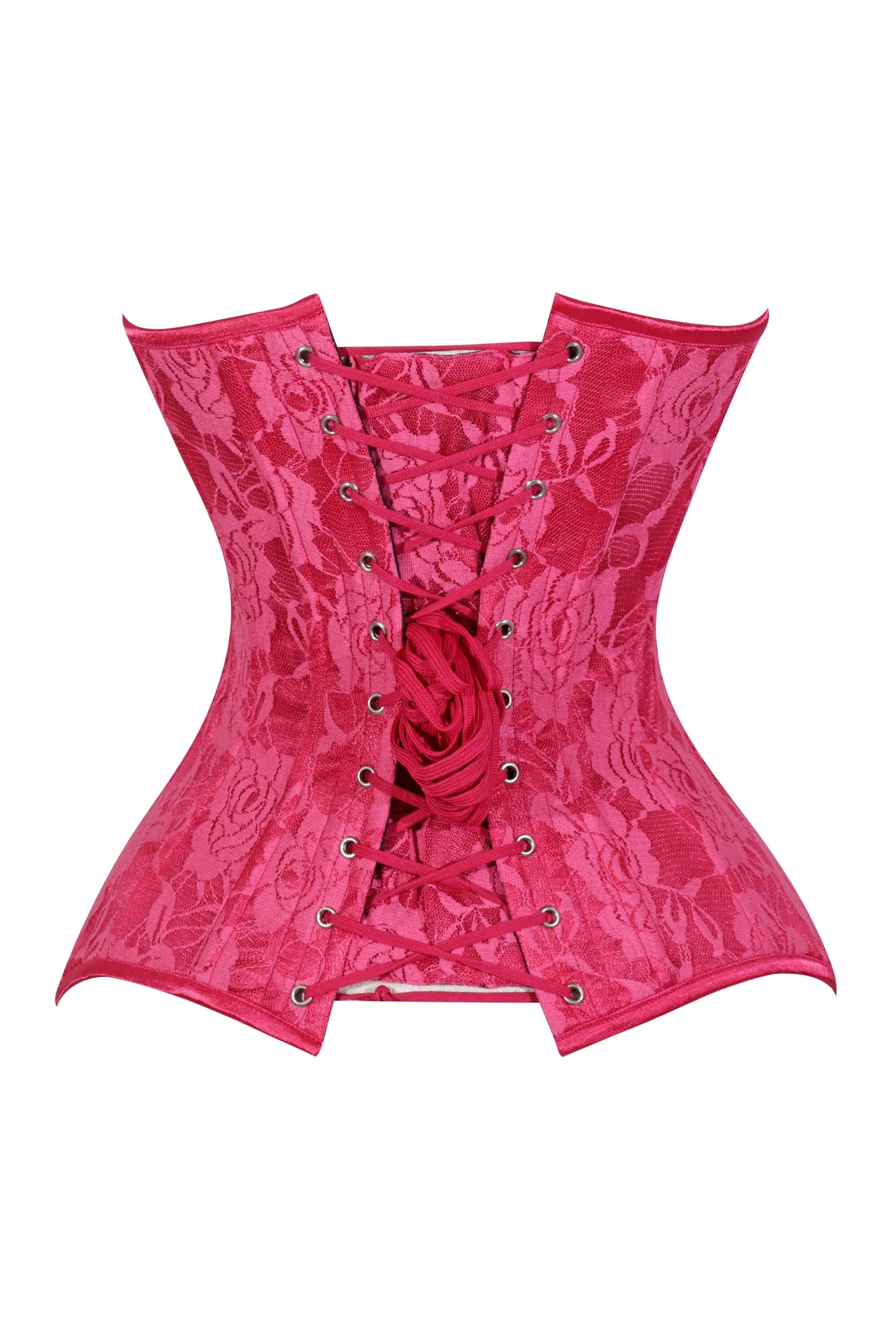 Daisy Corsets Lavish Fuchsia Lace Overbust Corset Sweetheart Neckline Busk Closure - Daisy Corsets