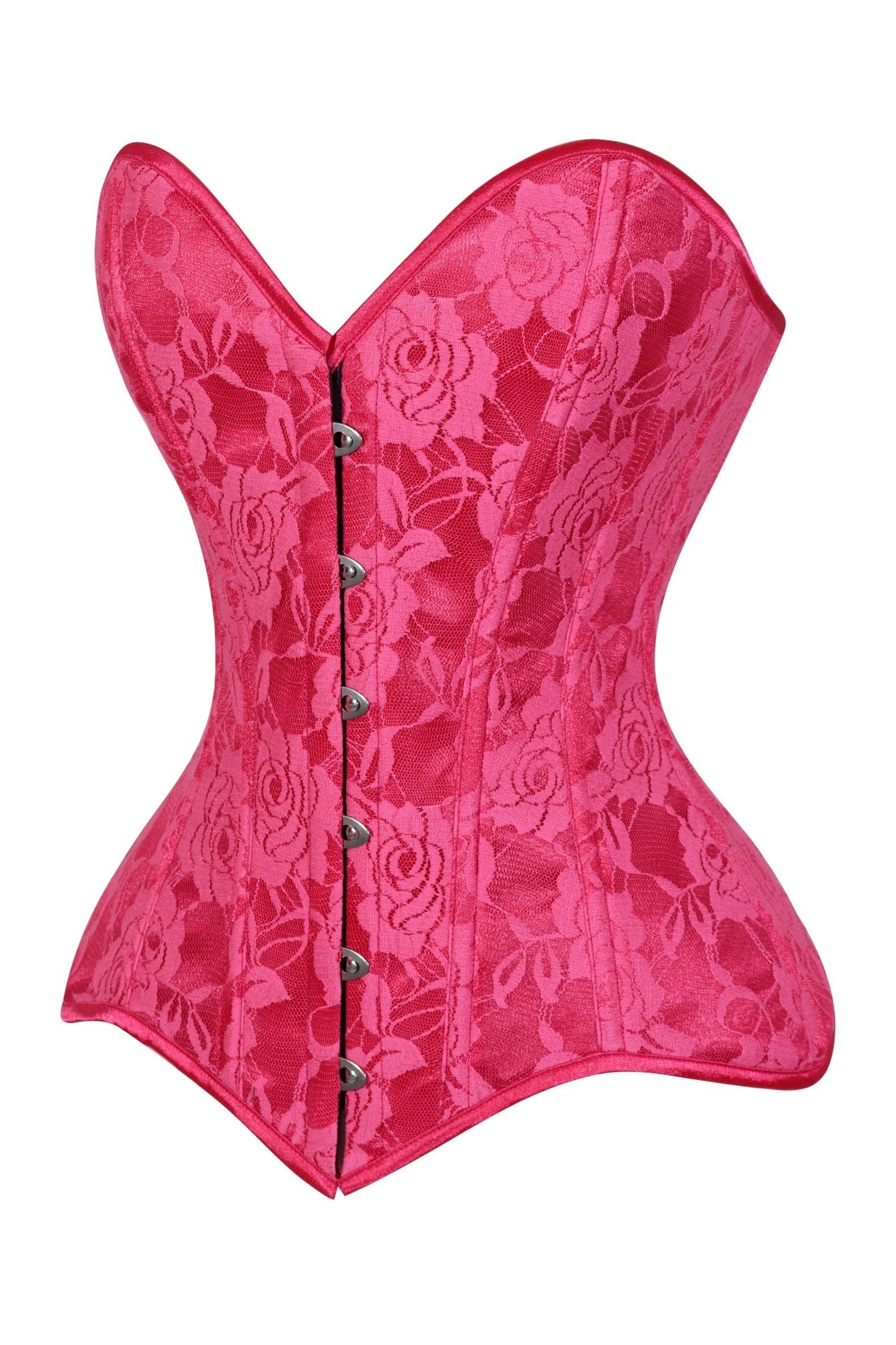 Daisy Corsets Lavish Fuchsia Lace Overbust Corset Sweetheart Neckline Busk Closure - Daisy Corsets