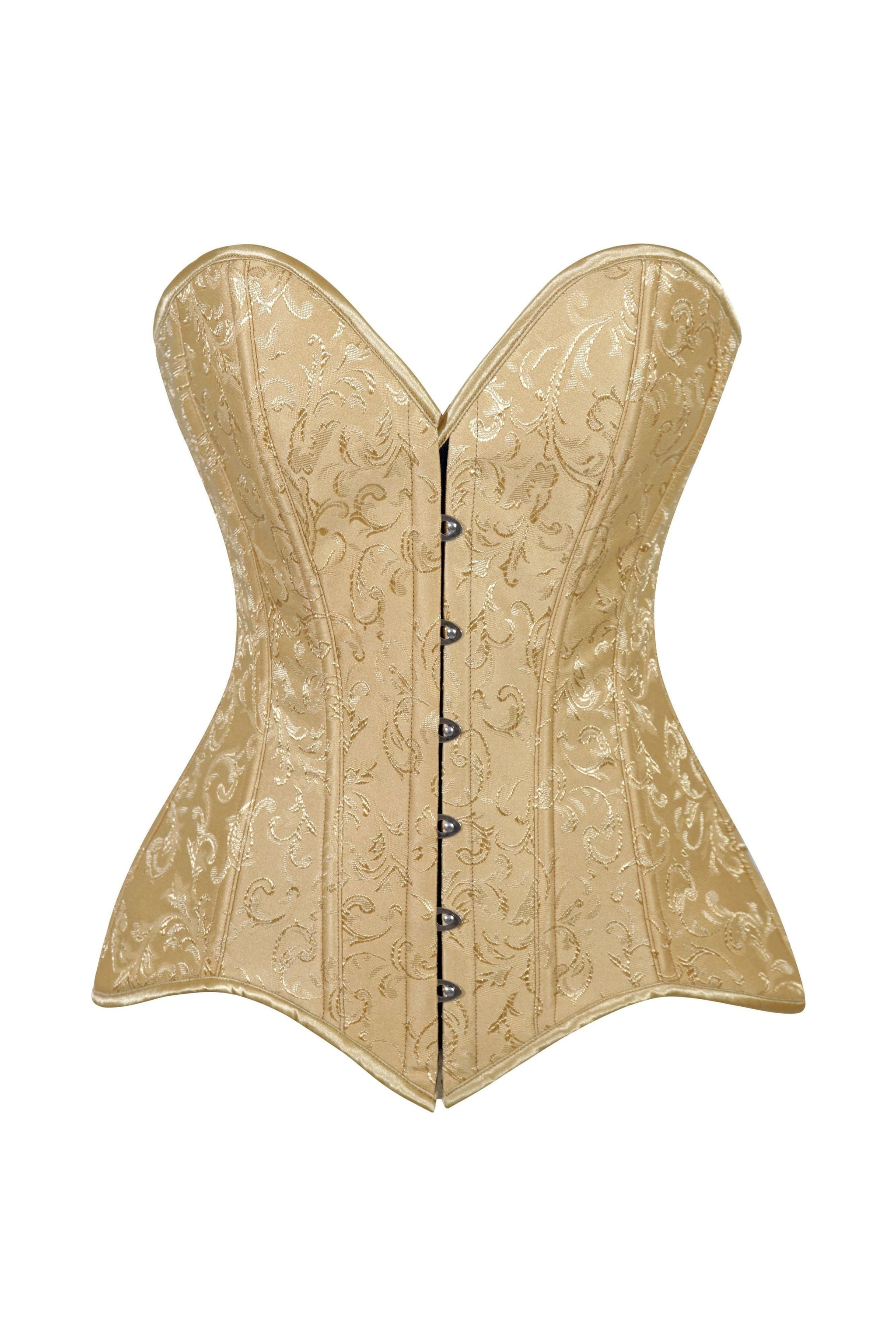 Daisy Corsets Lavish Gold Brocade Overbust Corset W/Busk Closure - Daisy Corsets