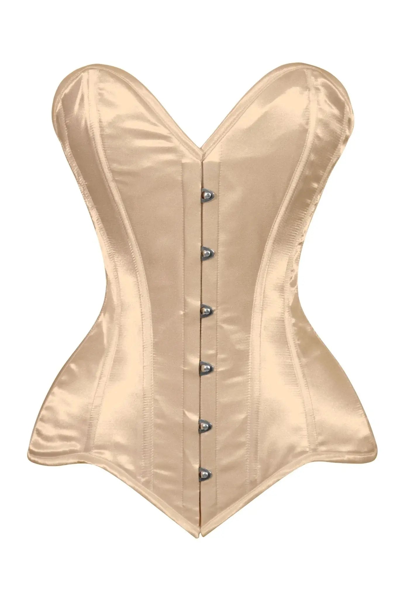 Lavish Gold Satin Overbust Corset Sweetheart Neckline Busk Closure - Daisy Corsets - Flyclothing LLC