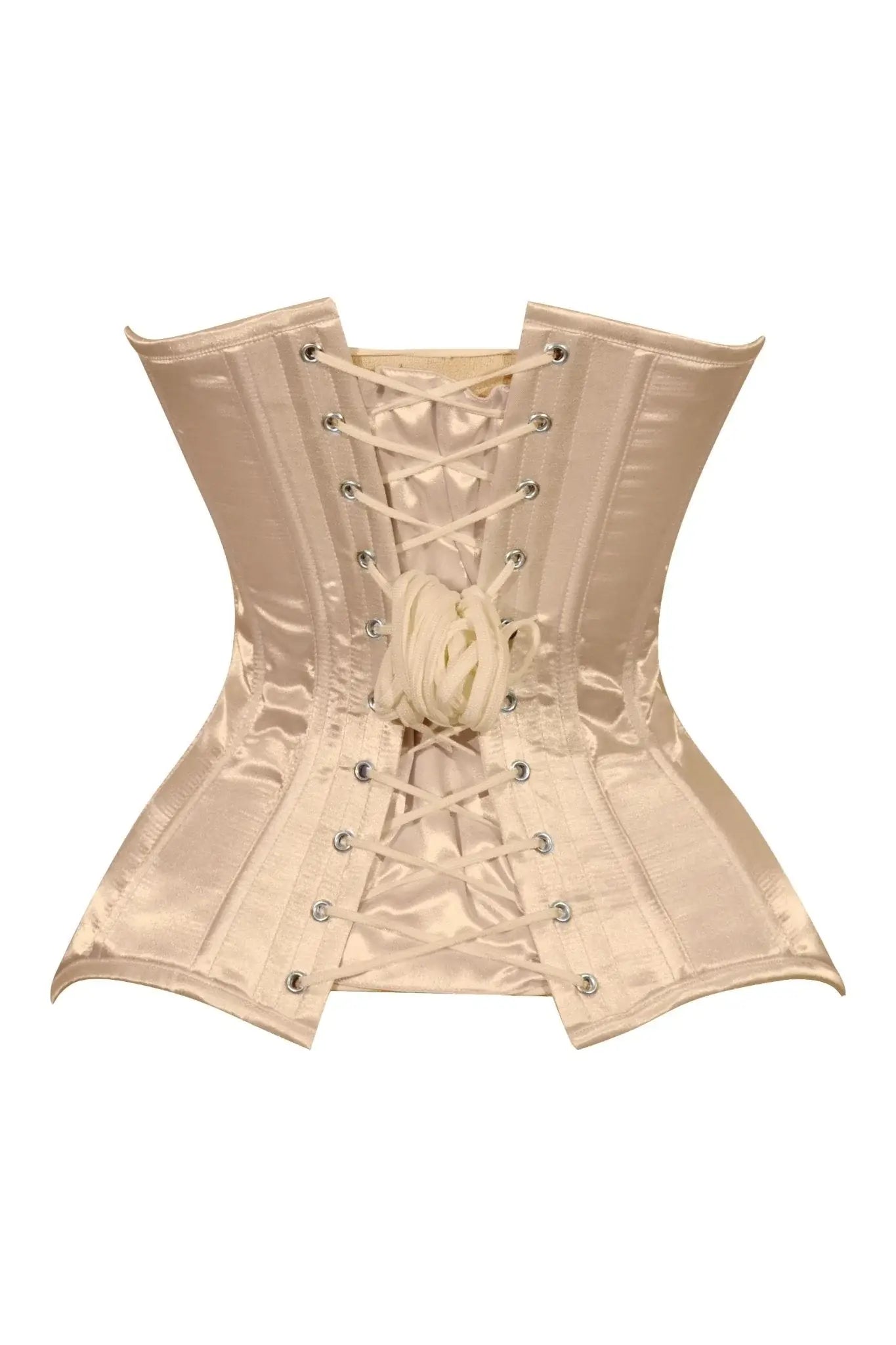 Lavish Gold Satin Overbust Corset Sweetheart Neckline Busk Closure - Daisy Corsets - Flyclothing LLC