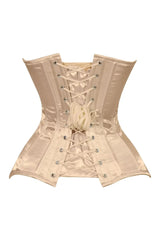 Lavish Gold Satin Overbust Corset Sweetheart Neckline Busk Closure - Daisy Corsets - Flyclothing LLC